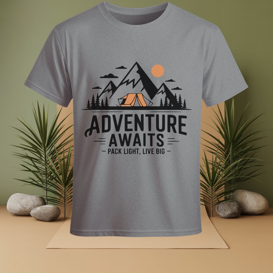 Adventures Awaits, Pack Light, Live Big T-Shirt