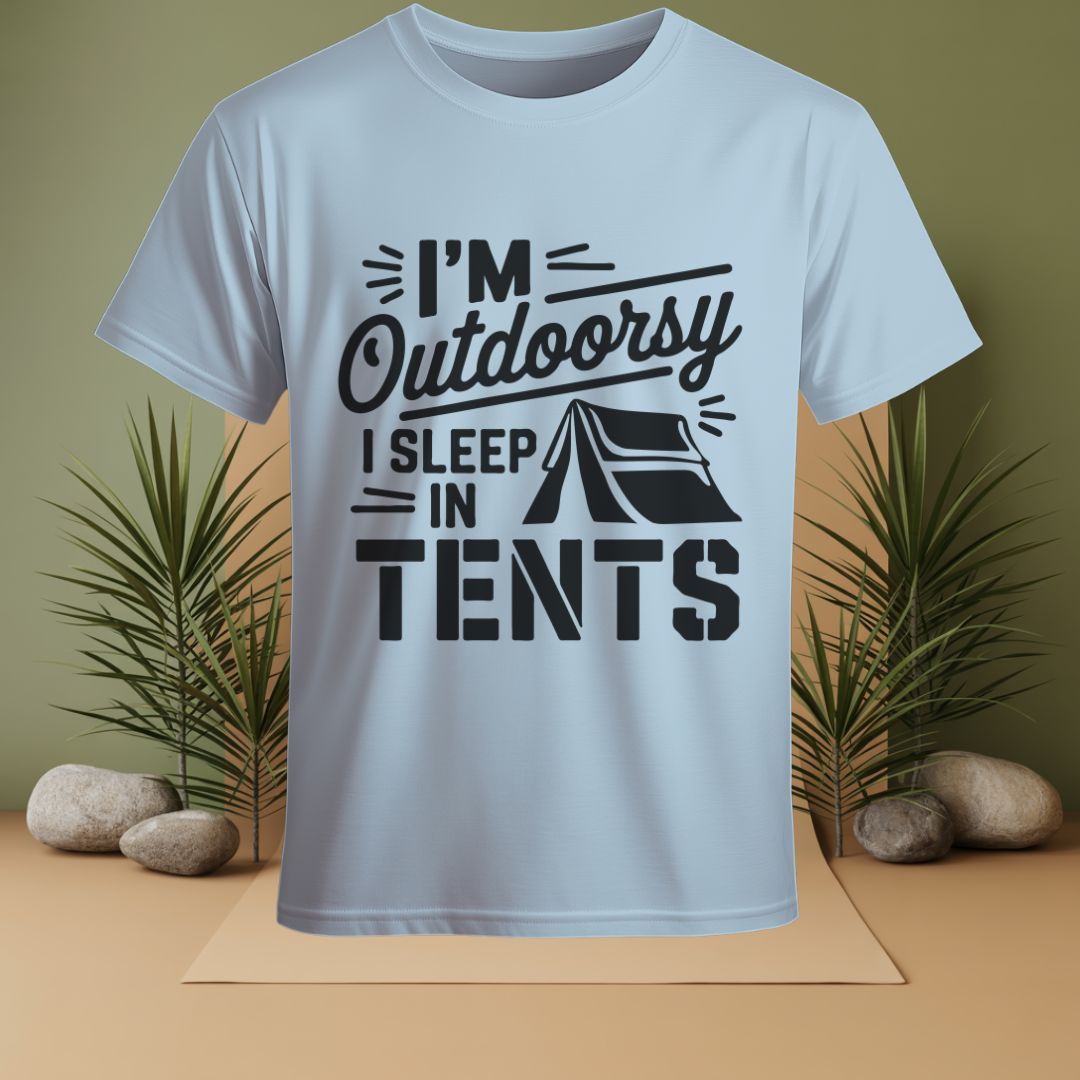 I'm Outdoorsy I Sleep In Tent T-Shirt