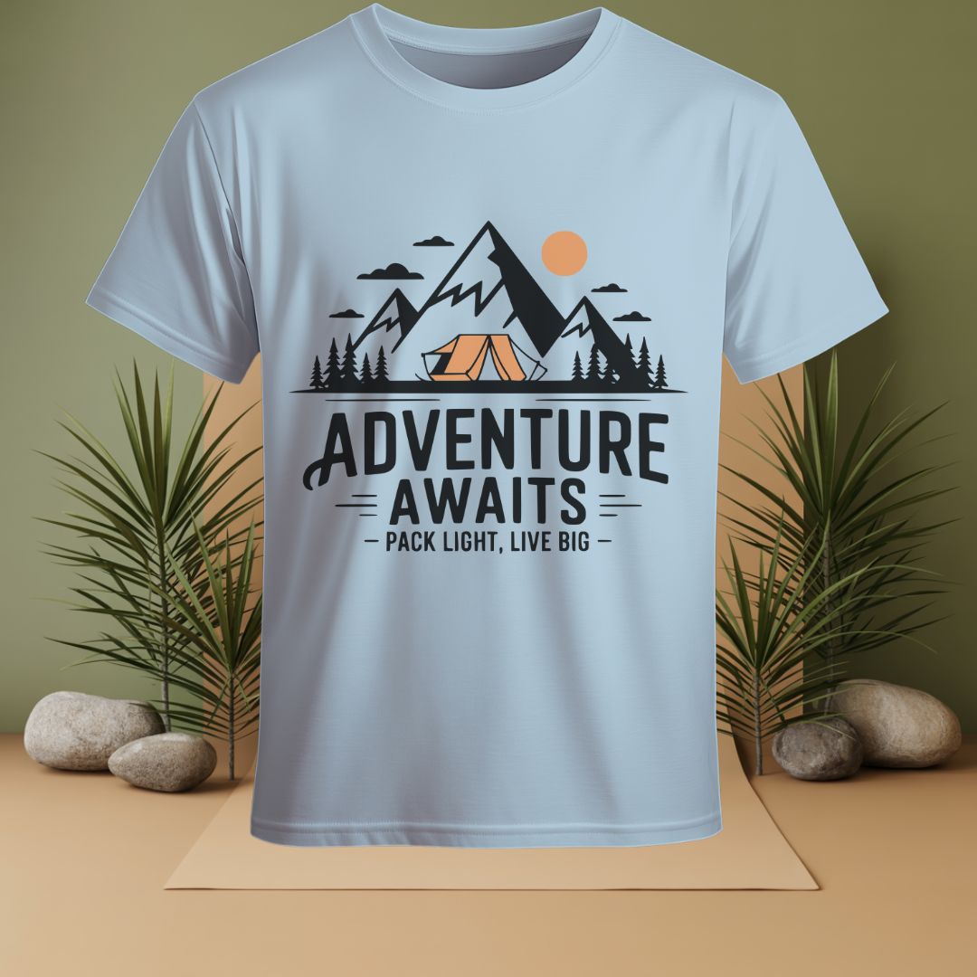 Adventures Awaits, Pack Light, Live Big T-Shirt