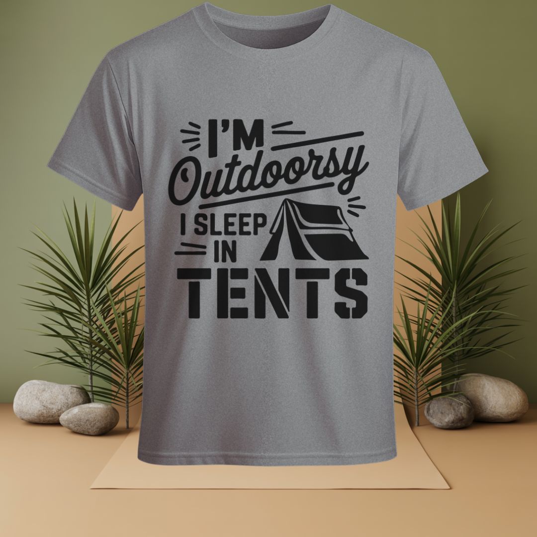 I'm Outdoorsy I Sleep In Tent T-Shirt