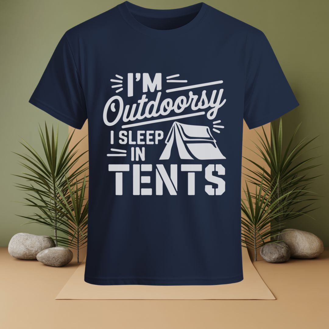 I'm Outdoorsy I Sleep In Tent T-Shirt