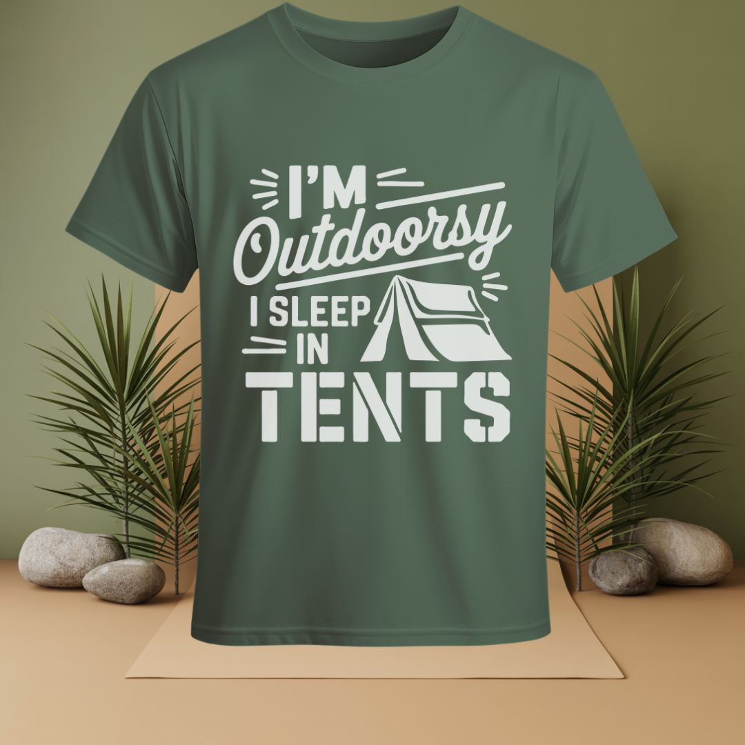 I'm Outdoorsy I Sleep In Tent T-Shirt