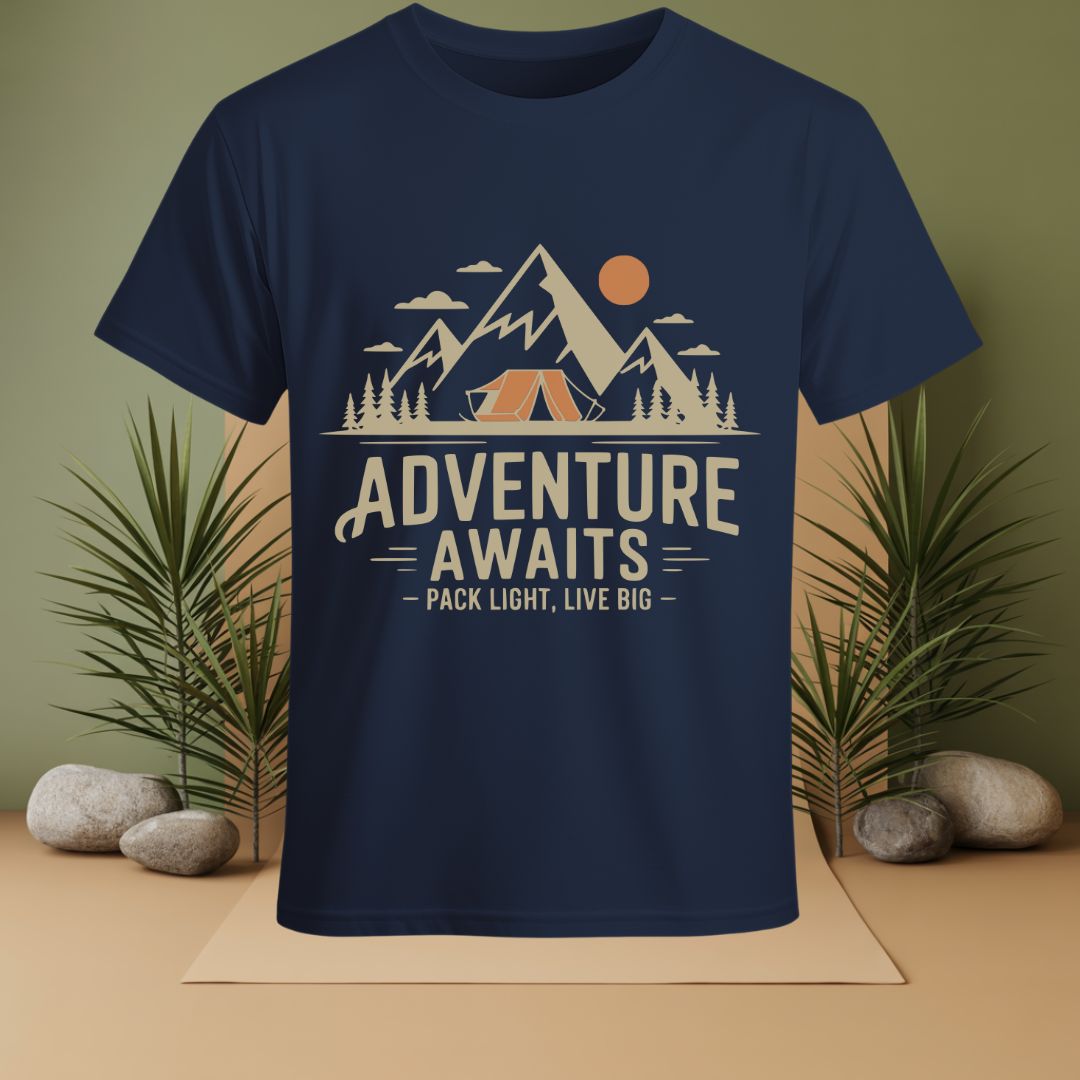 Adventures Awaits, Pack Light, Live Big T-Shirt