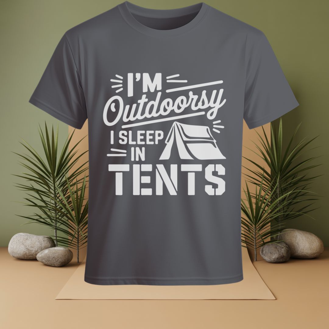 I'm Outdoorsy I Sleep In Tent T-Shirt