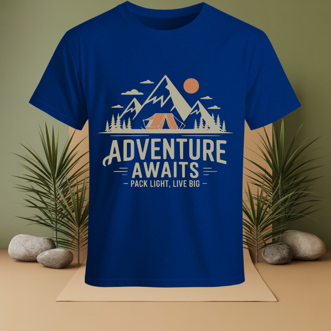 Adventures Awaits, Pack Light, Live Big T-Shirt