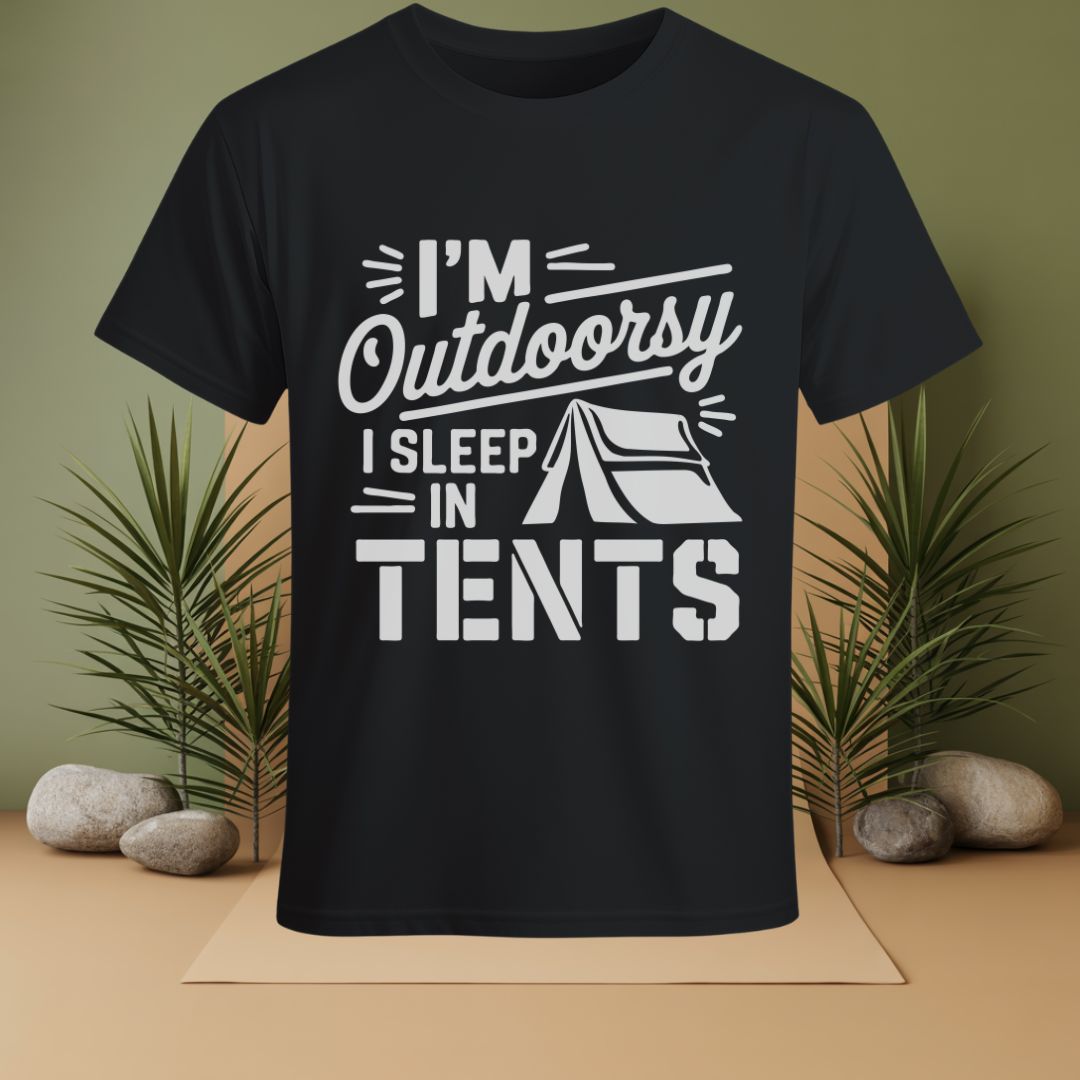 I'm Outdoorsy I Sleep In Tent T-Shirt